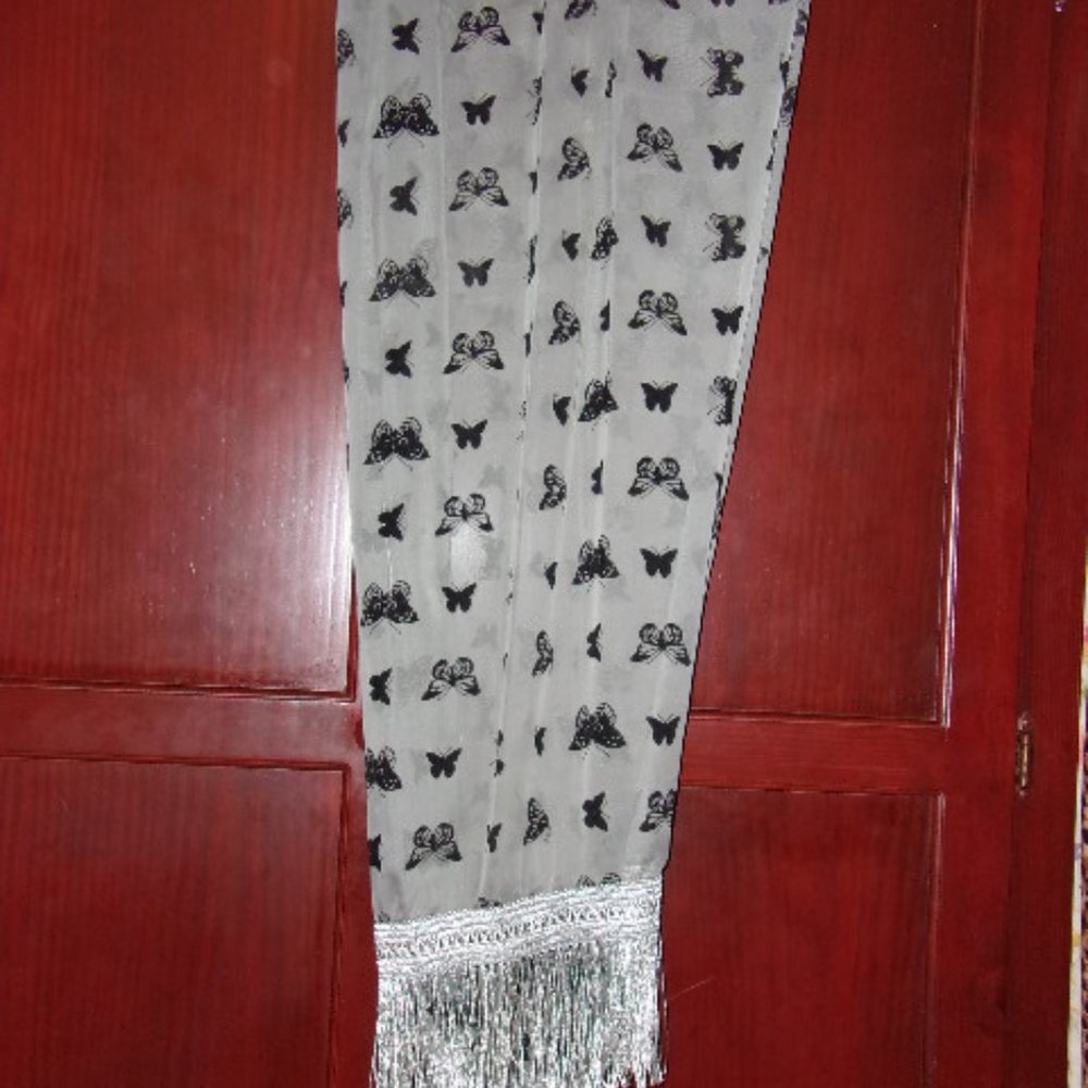 Butterfly Shawl with fringes 72 x 21-NWT